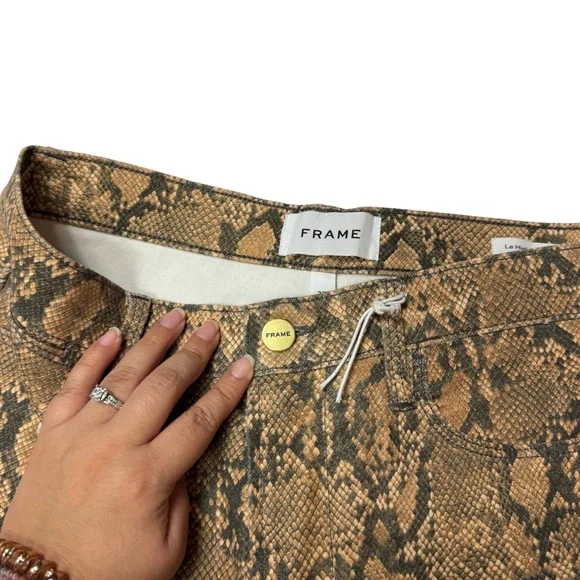 Frame NWT Le High Skinny Crop Snake Effect Jeans in Tan/Black Size 27 - Picture 9 of 16